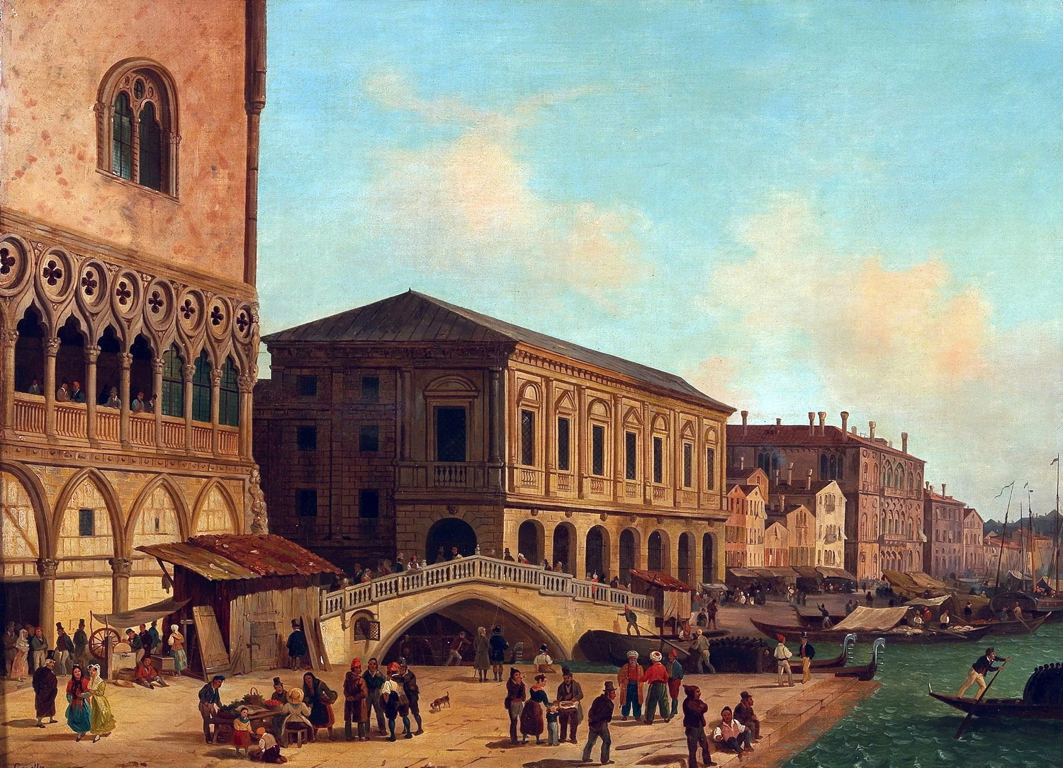 Venezia, una scena vivace vicino al Ponte della Paglia